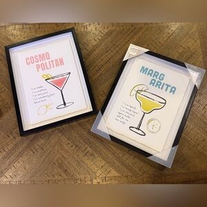 🍹Cosmos & Margaritas - 🔲 Framed Cocktail Recipe Wall Art Set (2) 🍸